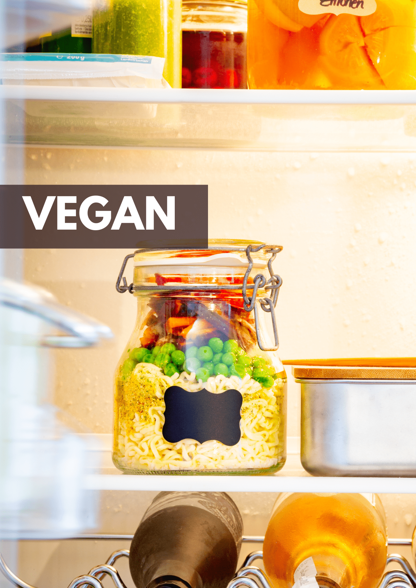 Ramen Noodles mit frischem Gemüse — Meal Prep im Glas